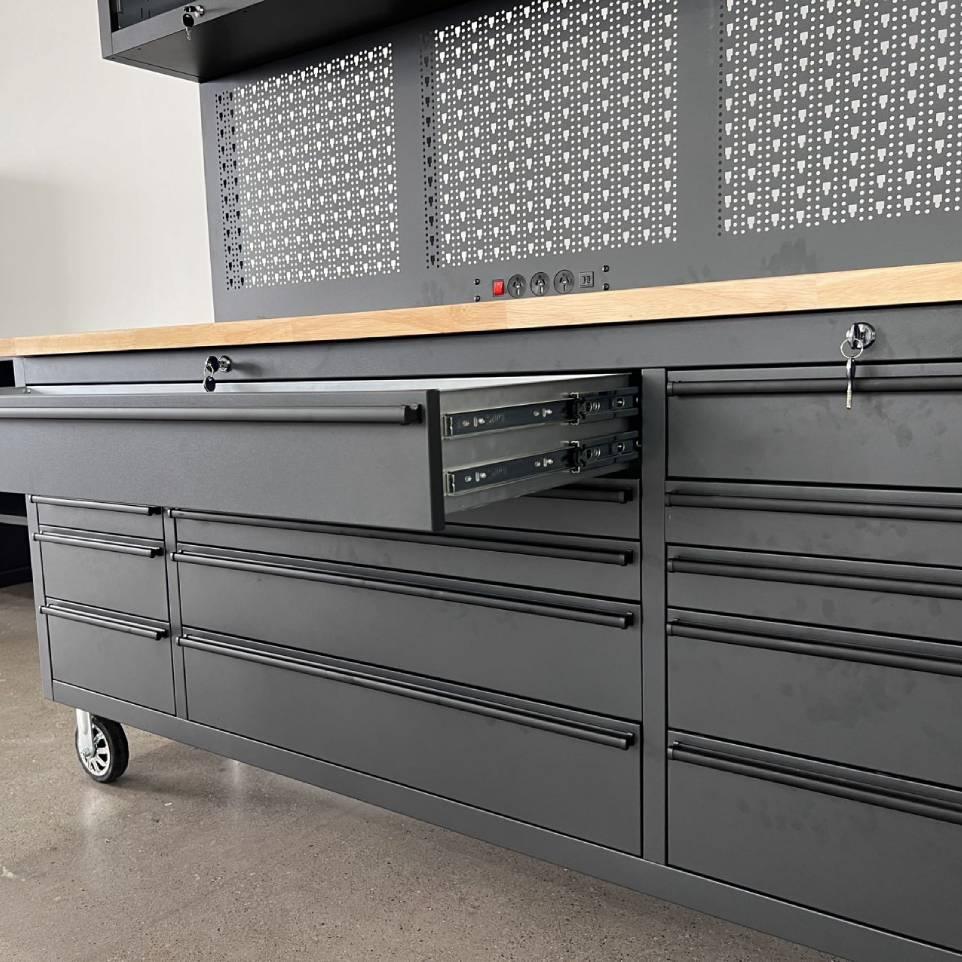Overhead Pro 72" Rolling Tool Chest | 79" Tall | 14 Drawers | Overhead Cabinets | Pegboard & Power Strip