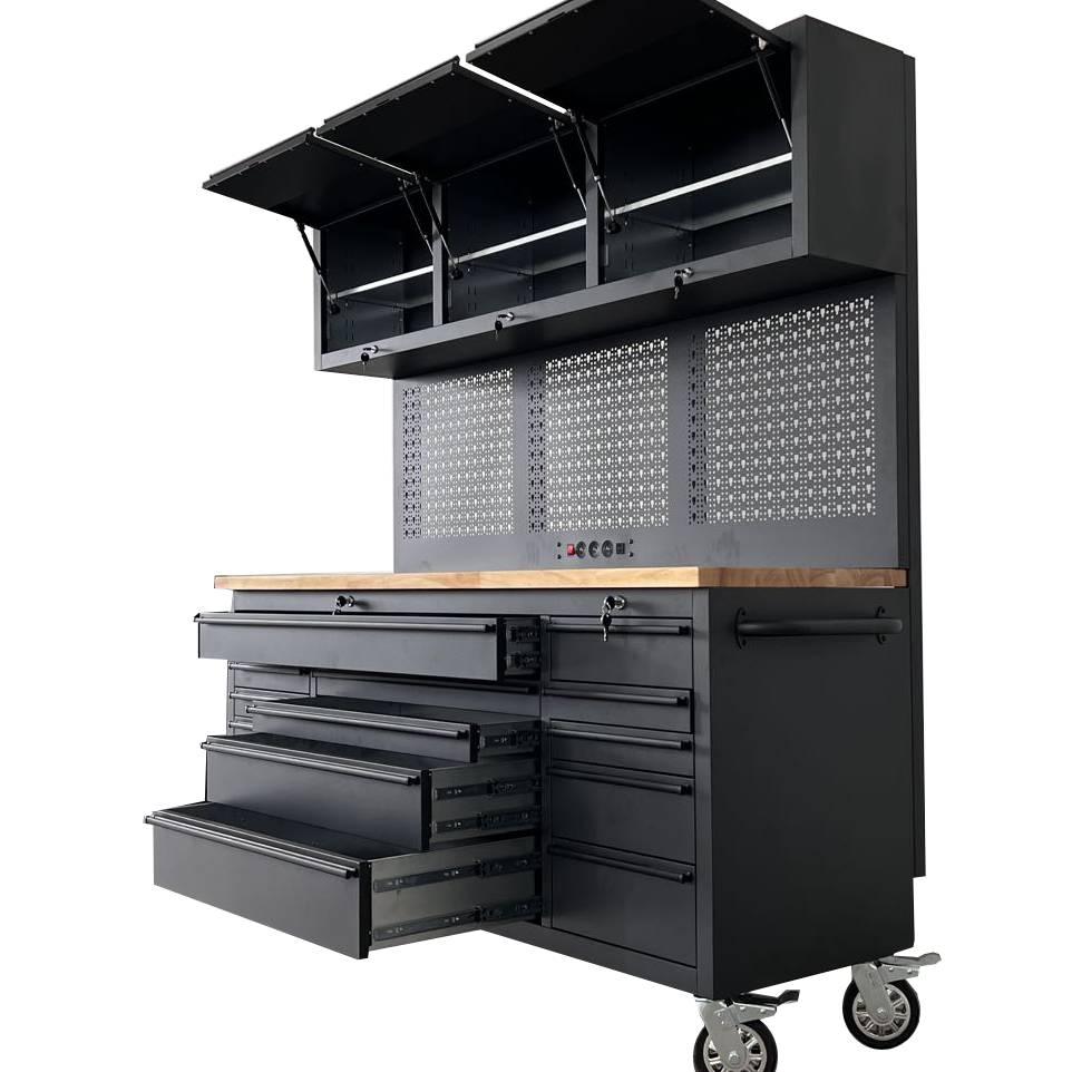 Overhead Pro 72" Rolling Tool Chest | 79" Tall | 14 Drawers | Overhead Cabinets | Pegboard & Power Strip